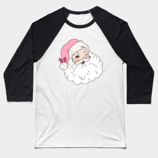 Retro Vintage Pink Santa Claus Baseball T-Shirt